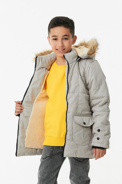 Hooded Zippered Boy's Coat