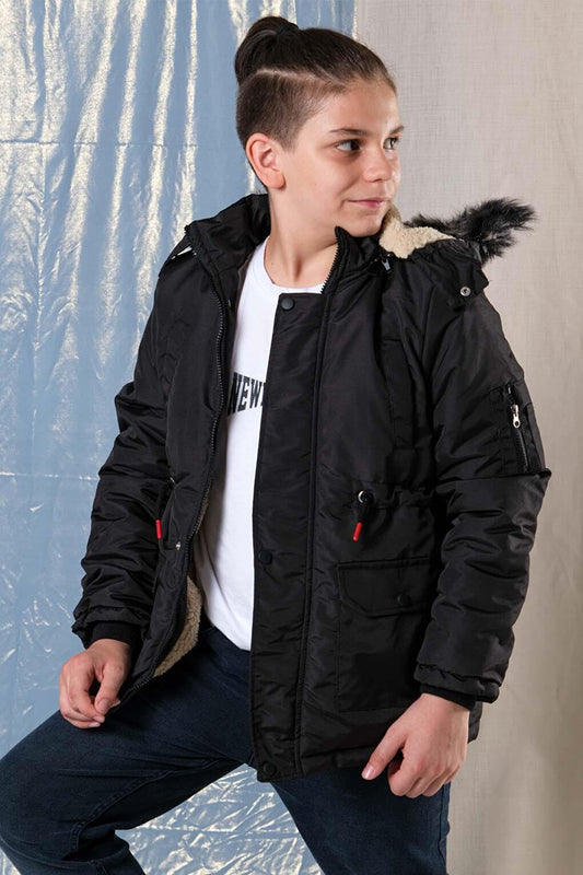 Oxford Boy's Coat with Removable Hood and Fleece Inside