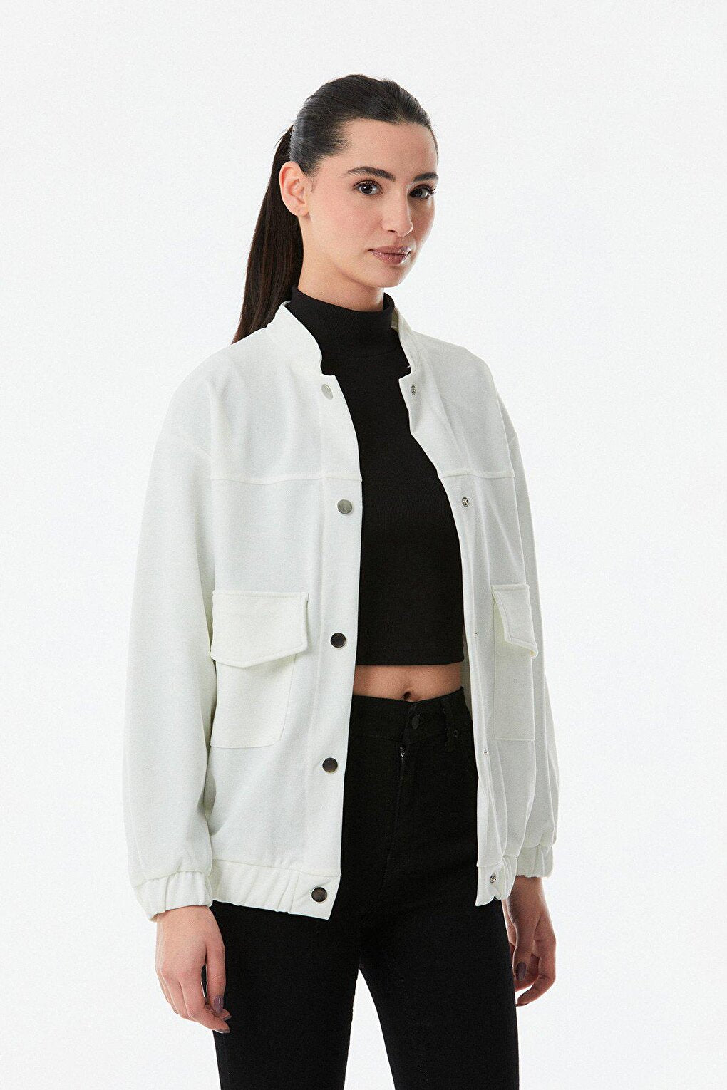 Snap Fastener Double Pocket Jacket