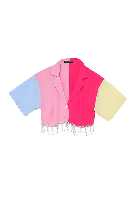 Crop Shirt Fuchsia with Color Block Accessories