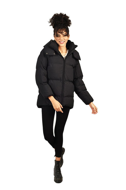 Oversize Hooded Plain Long Sleeve Women's Puffer Coat