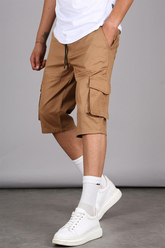 Camel Basic Cargo Pocket Men's Capri Shorts 5473