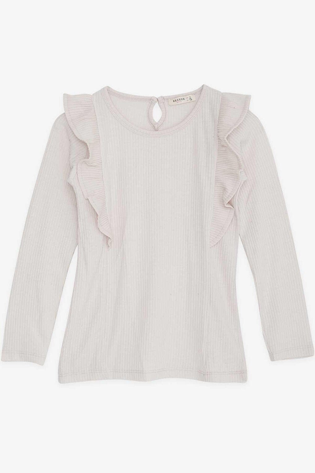 Girl's Blouse Ruffle Shoulder Beige (4-8 Years)