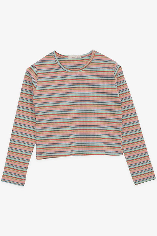 Girl's Long Sleeve T-Shirt Colorful Stripes Mixed Color (Ages 9-14)