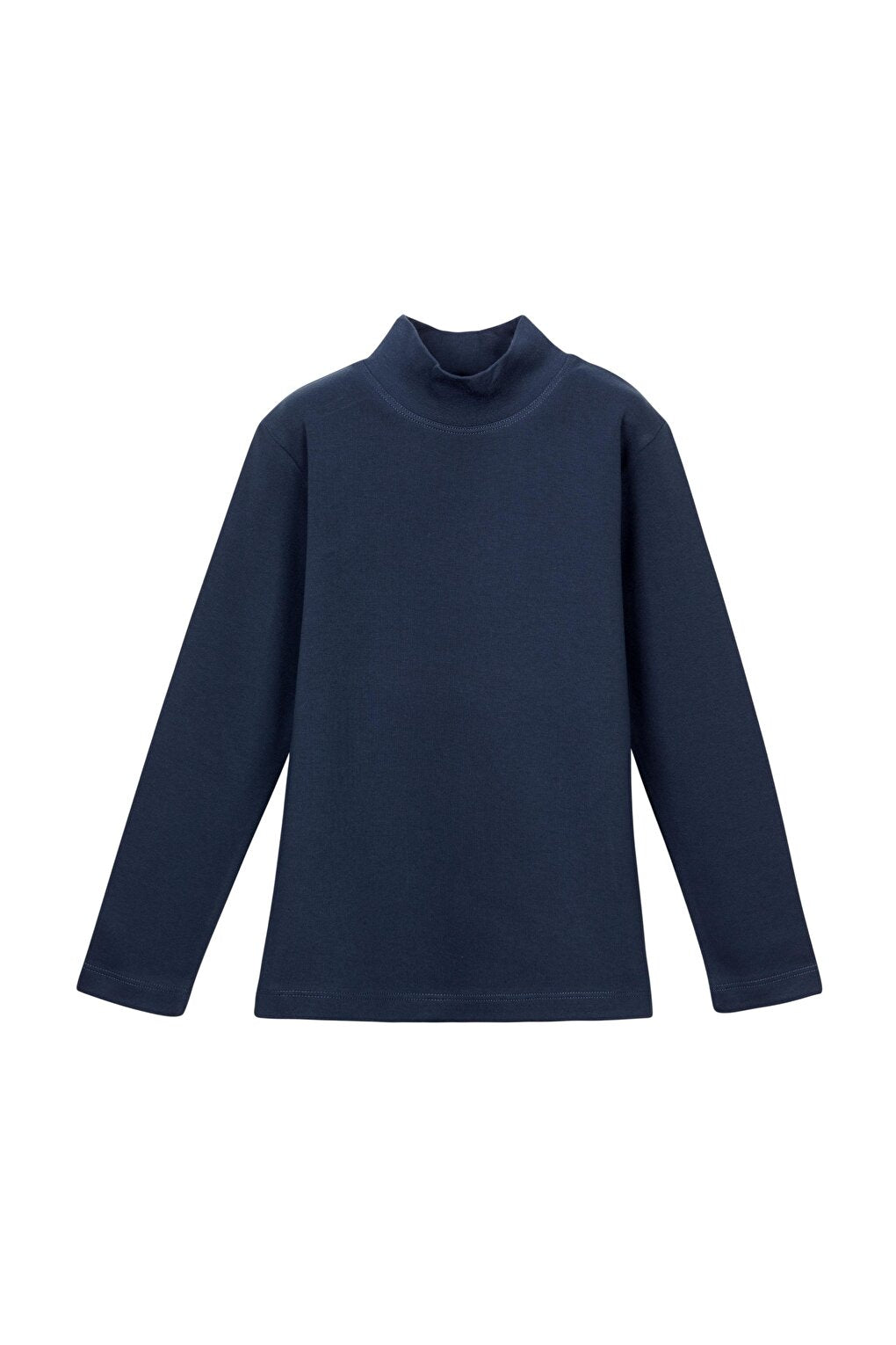 Light Navy Blue Girl's Half Fisherman Long Sleeve T-Shirt