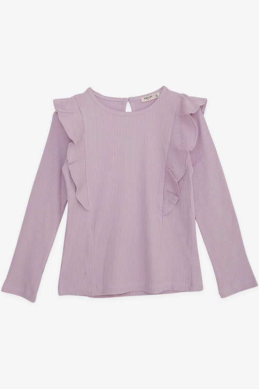 Girl's Long Sleeve Blouse Ruffled Light Lilac (4-8 Years)