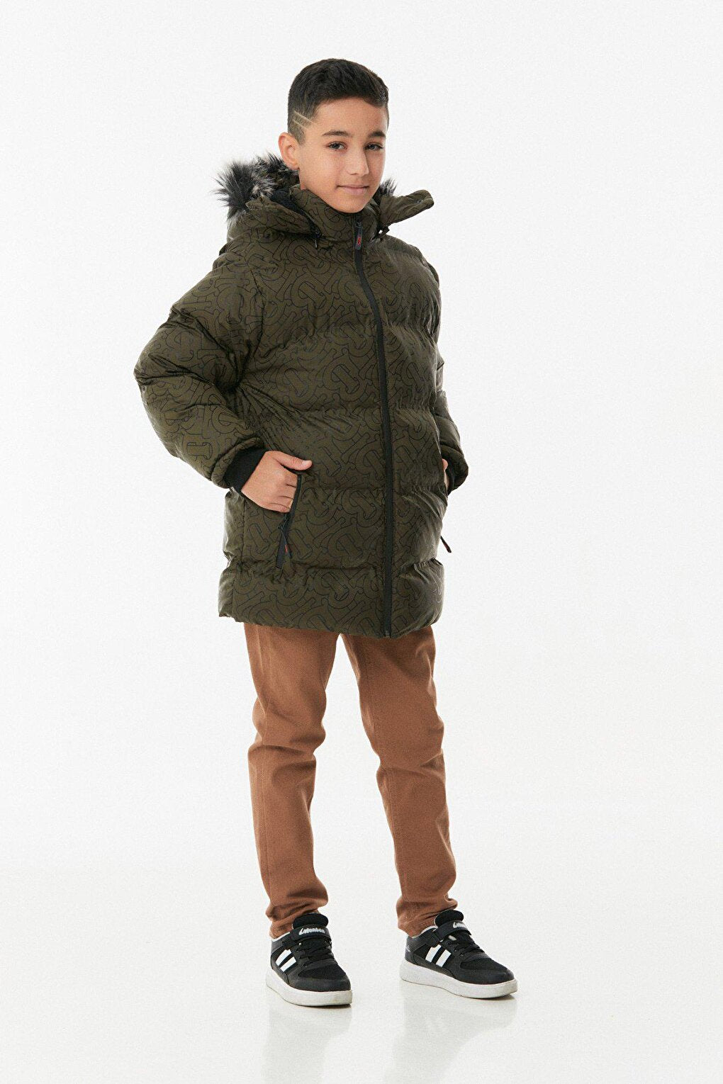 Printed Hooded Unisex Children's Puffer Coat