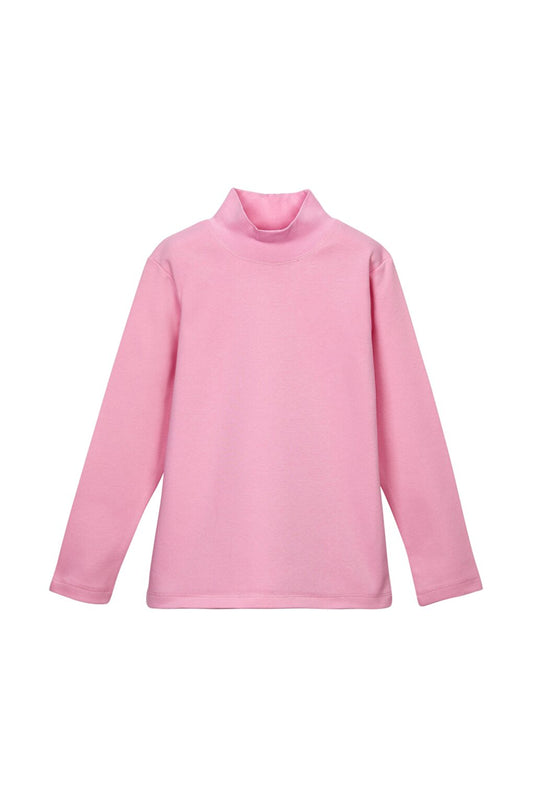 Pink Girl's Half Turtleneck Long Sleeve T-Shirt