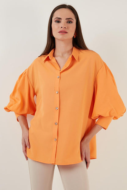 Cotton Oversize Balloon Sleeve Woven Shirt 6234783