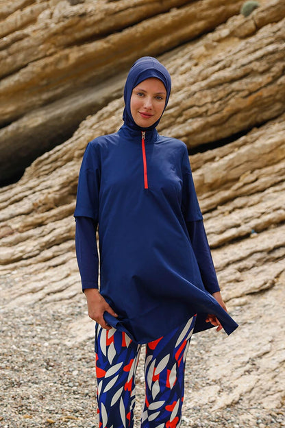 Navy Blue Fully Covered Hijab Swimsuit M2262