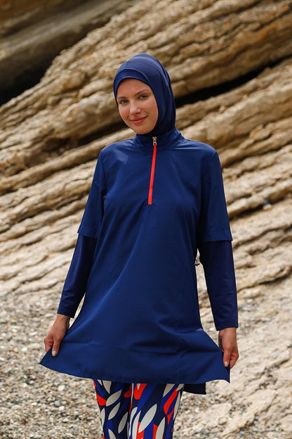 Navy Blue Fully Covered Hijab Swimsuit M2262