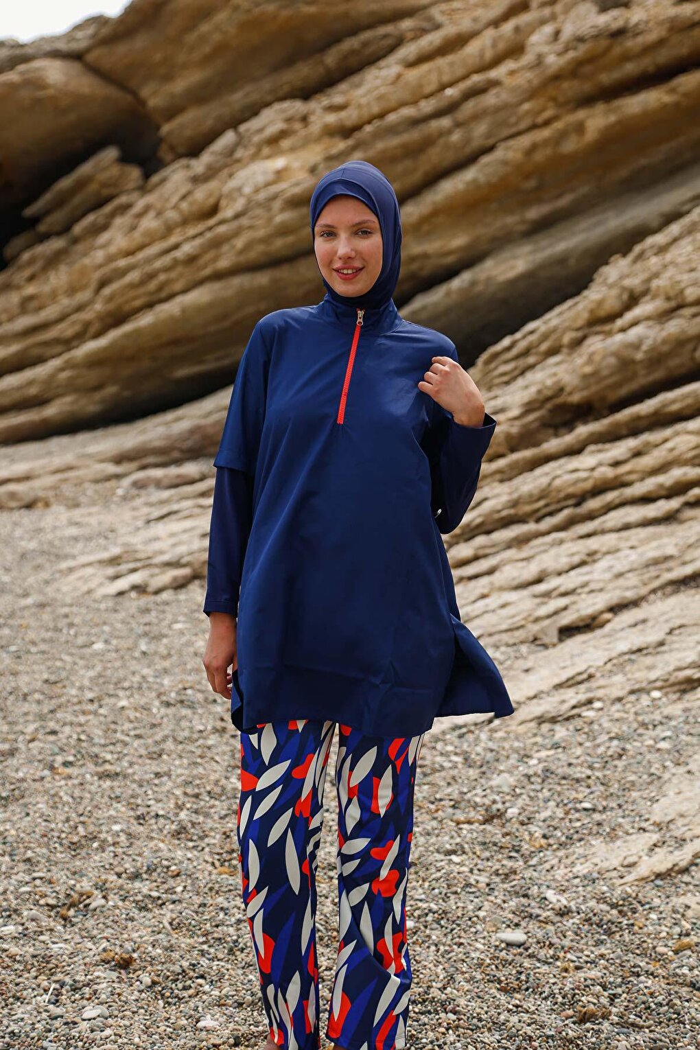 Navy Blue Fully Covered Hijab Swimsuit M2262