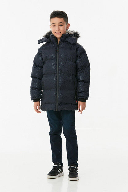 Printed Hooded Unisex Children's Puffer Coat