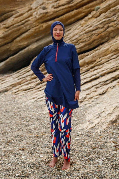 Navy Blue Fully Covered Hijab Swimsuit M2262