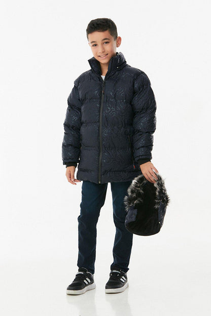 Printed Hooded Unisex Children's Puffer Coat