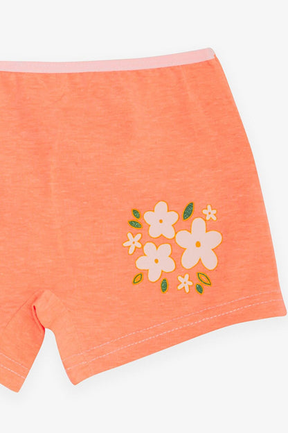 Girl's Boxer Floral Printed Neon Orange (Age 7)