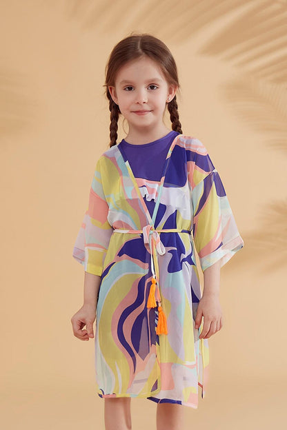 Children's Patterned Colorful Kimono Kaftan P2333