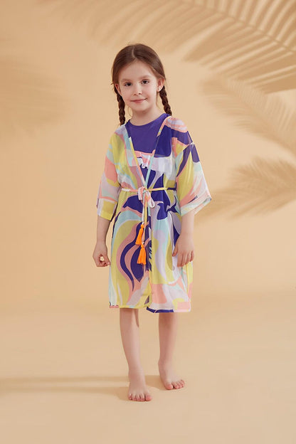 Children's Patterned Colorful Kimono Kaftan P2333