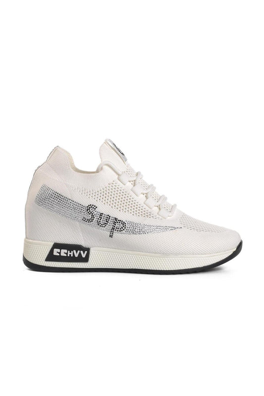 White Hidden Heel Women's Sneaker 23Y302