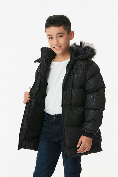 Printed Hooded Unisex Children's Puffer Coat