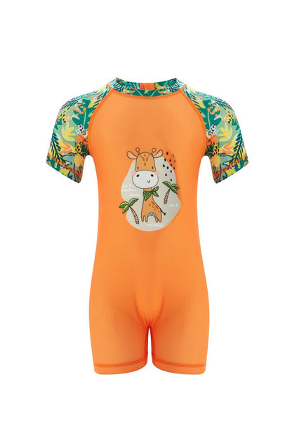 Overalls Short Sleeve Children's Swimming Swimsuit with Shorts Melman 5454 Orange