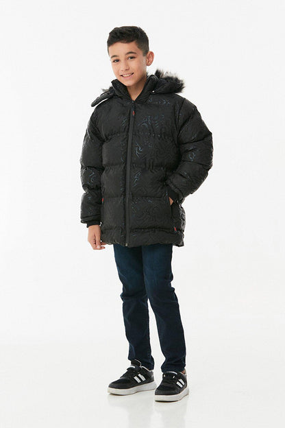 Printed Hooded Unisex Children's Puffer Coat