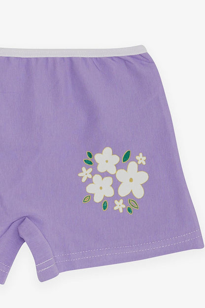 Girl's Boxer Floral Printed Lilac (Age 7-9)