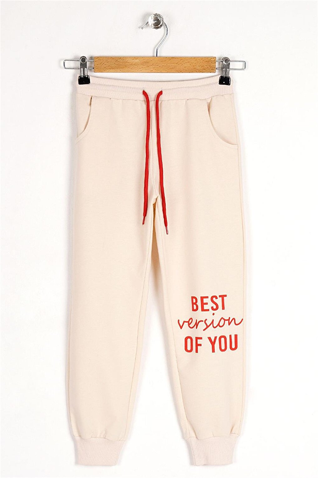 Girl's Stone Colored Pocket Best Version Of You Printed Sweatpants