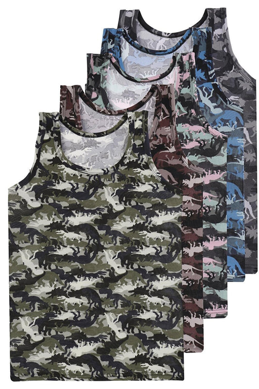 Boy's Undershirt Wide Strap Printed 5 Pack Lycra Waiter Camouflage