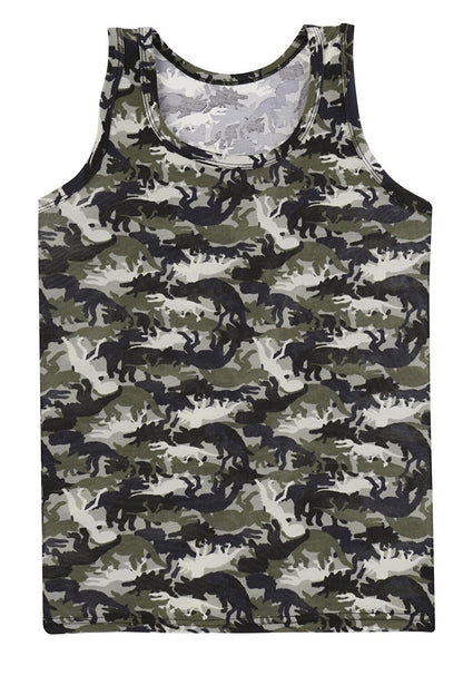 Boy's Undershirt Wide Strap Printed 5 Pack Lycra Waiter Camouflage