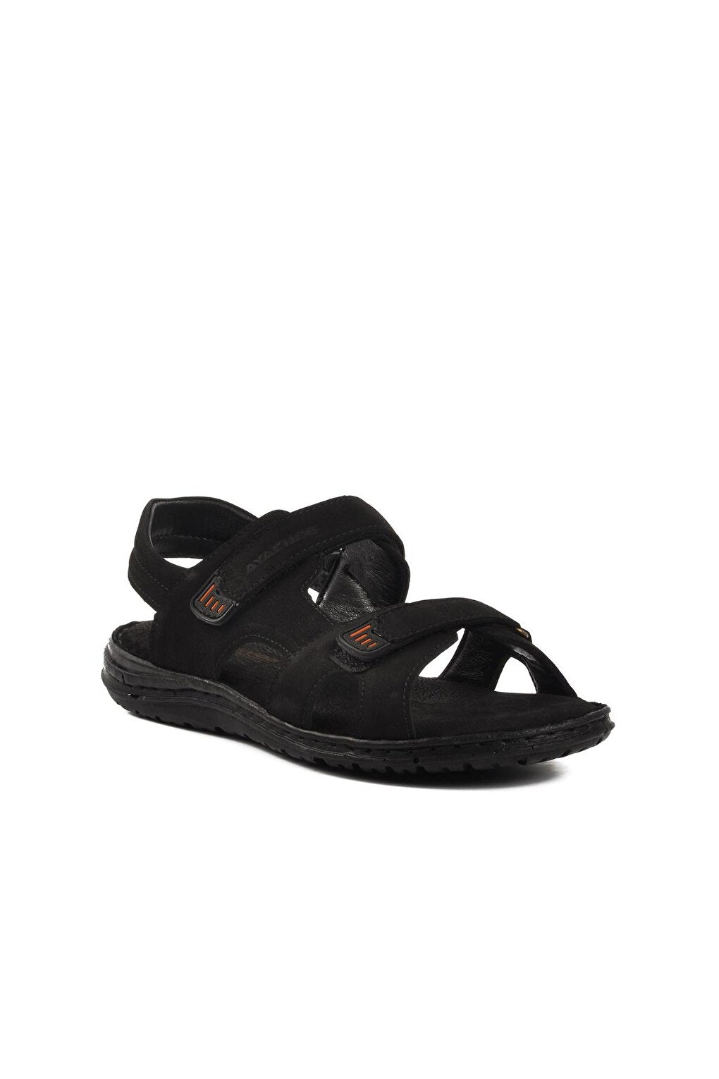 B15.186 Black Nubuck Inside and Outside Genuine Leather Men's Sandals