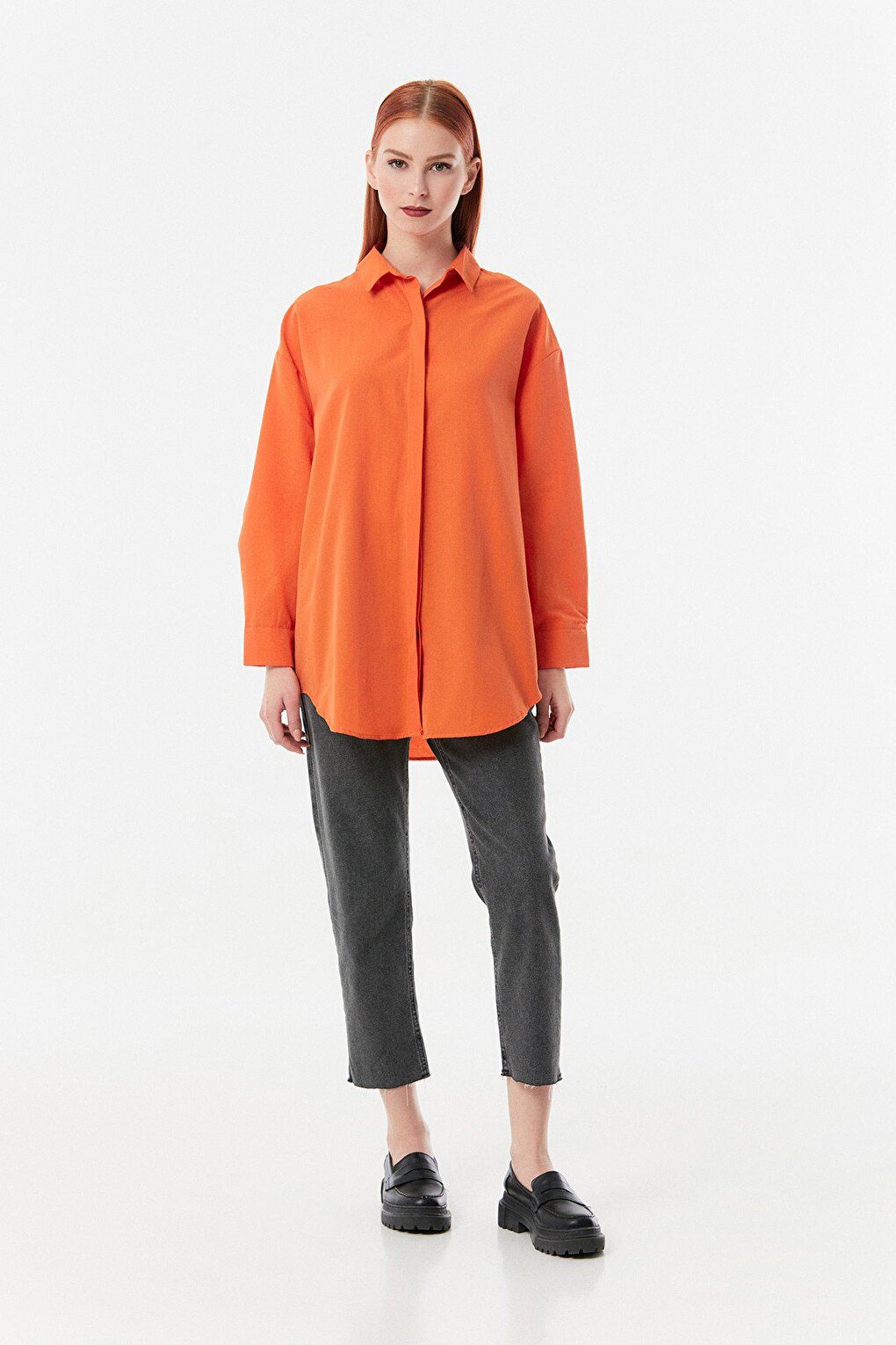 Basic Long Sleeve Oversize Shirt