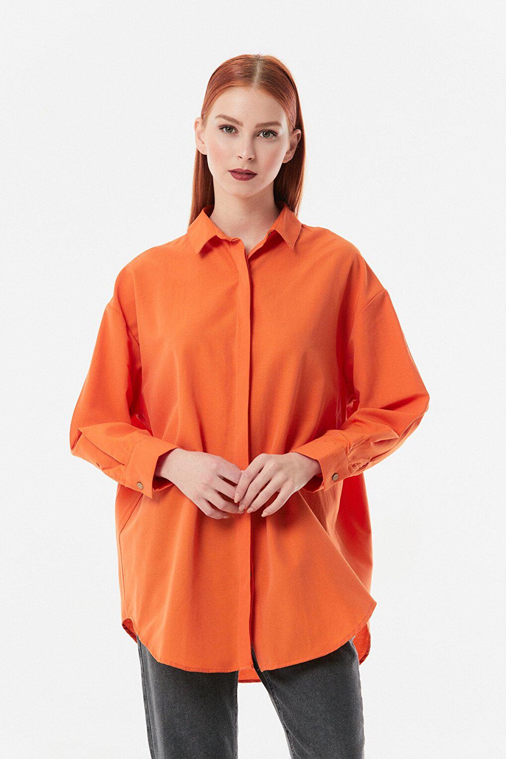 Basic Long Sleeve Oversize Shirt