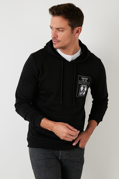 Printed Hooded Kangaroo Pocket Cotton Sweat 572OVERLOAD