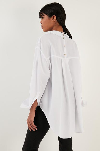 Cotton Oversize Shirt Short in Front and Long in Back 6234785