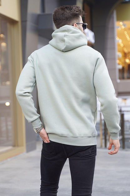 Mint Green Printed Hooded Sweatshirt 6006