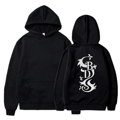 Black Dragon Back Printed Black Unisex Oversize Hooded Sweatshirt