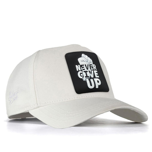 V1 Baseball Never Give Up - Unisex White Cap with 3 Code Logo