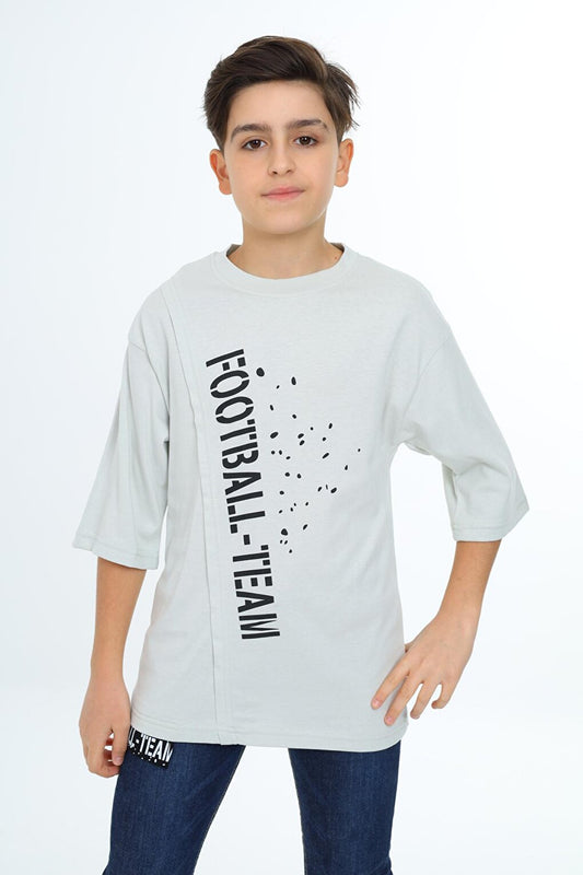 Boy's Pleat Detailed T-Shirt 9-14 Years Lx7065