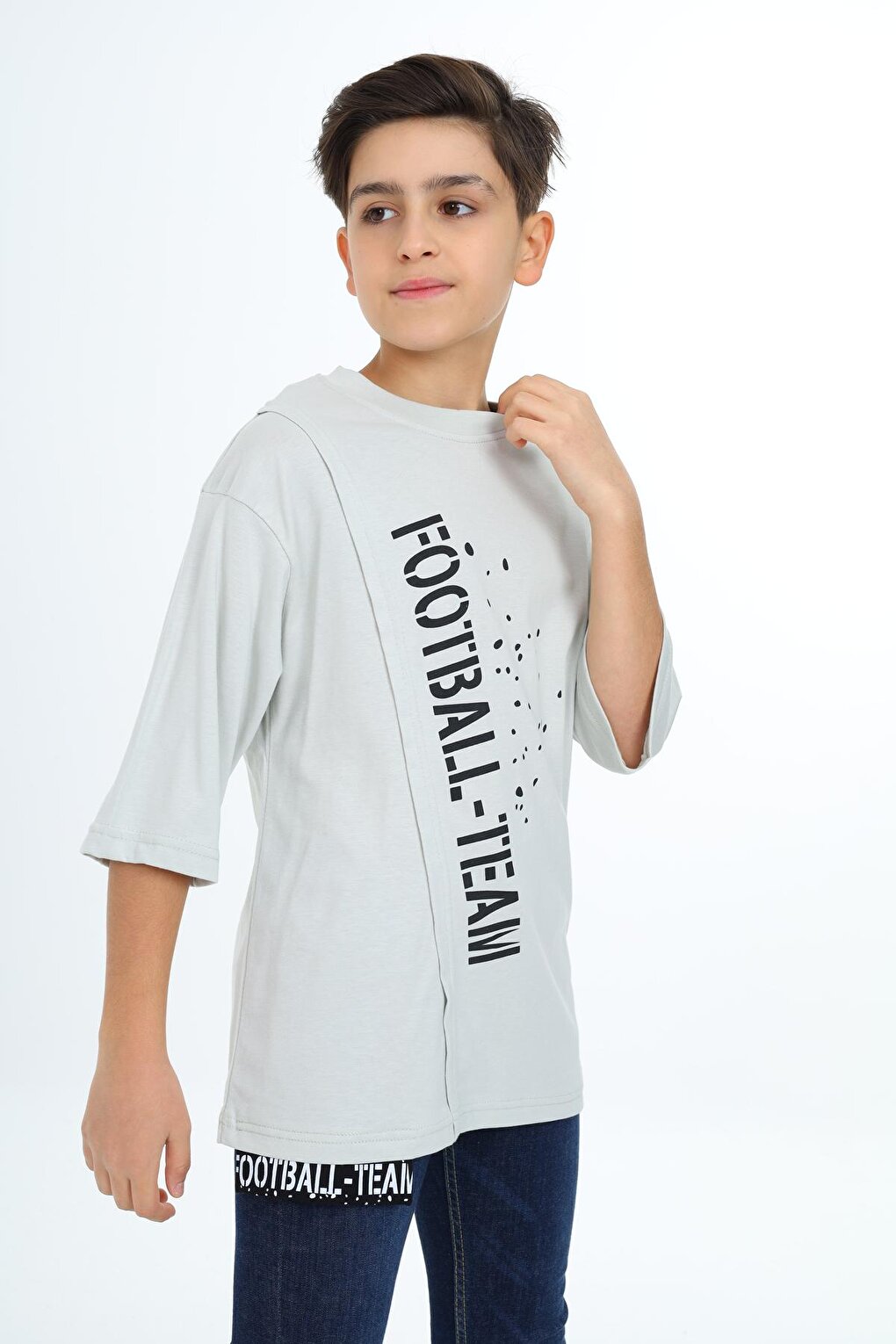 Boy's Pleat Detailed T-Shirt 9-14 Years Lx7065