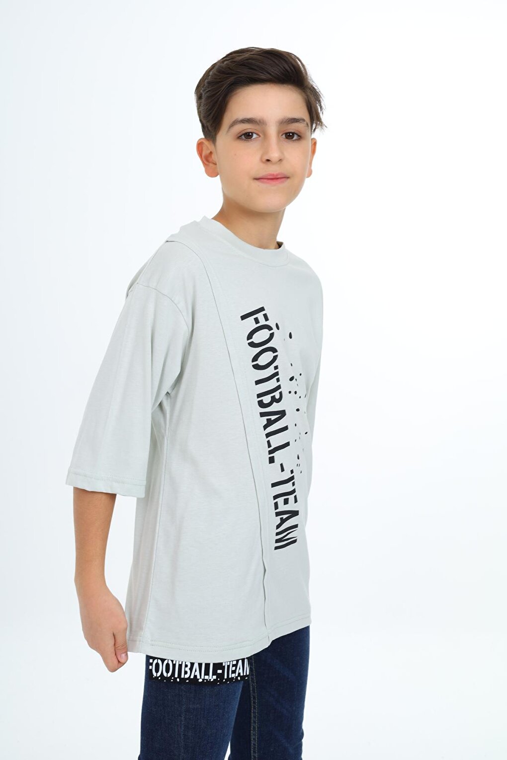 Boy's Pleat Detailed T-Shirt 9-14 Years Lx7065