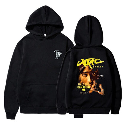 Tupac Shakur Printed Black Unisex Oversize Hooded Sweatshirt