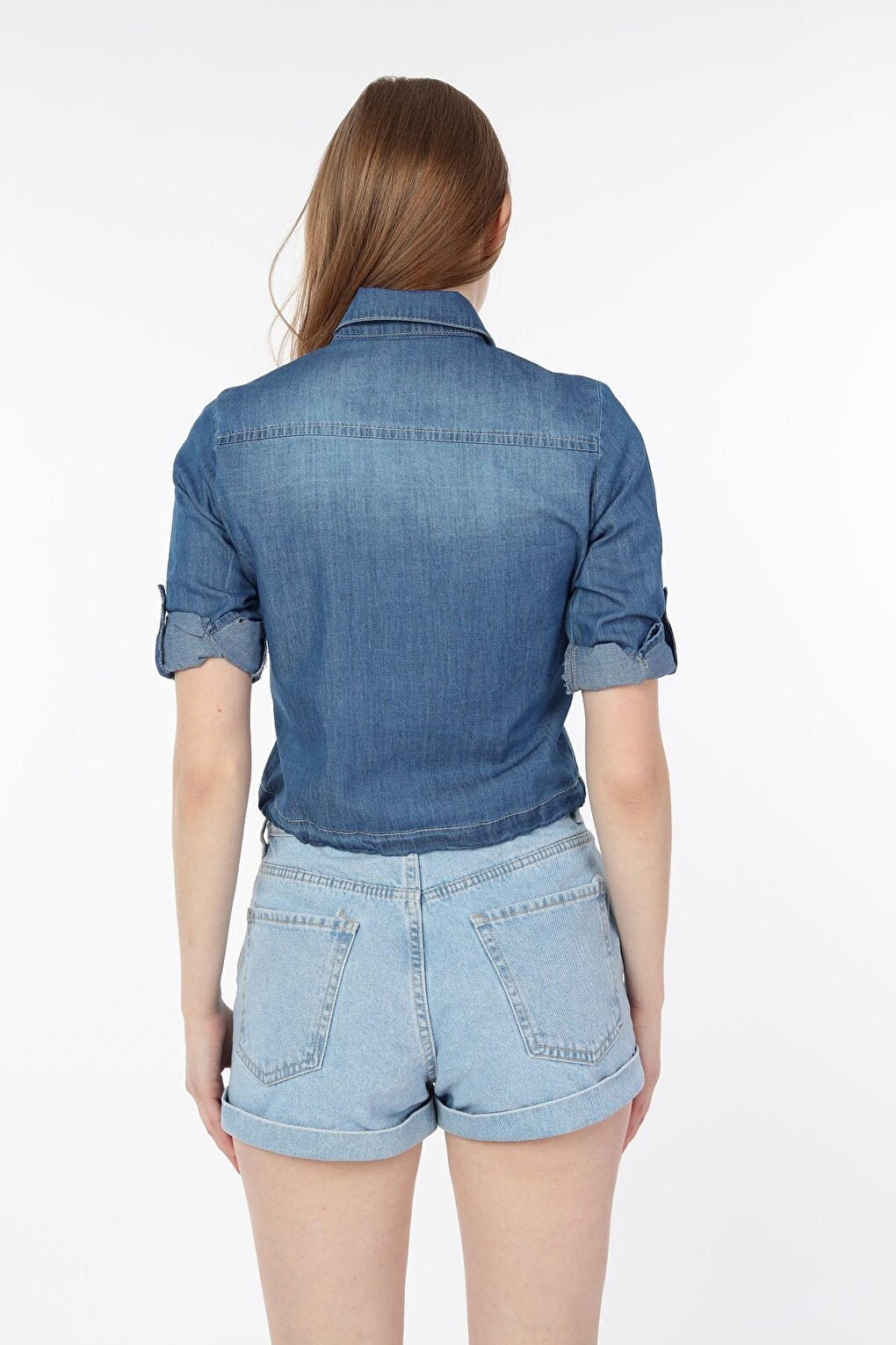 Women's Tie-Up Crop Denim Shirt