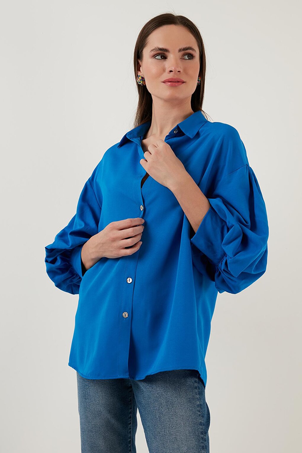 Cotton Oversize Balloon Sleeve Woven Shirt 6234783