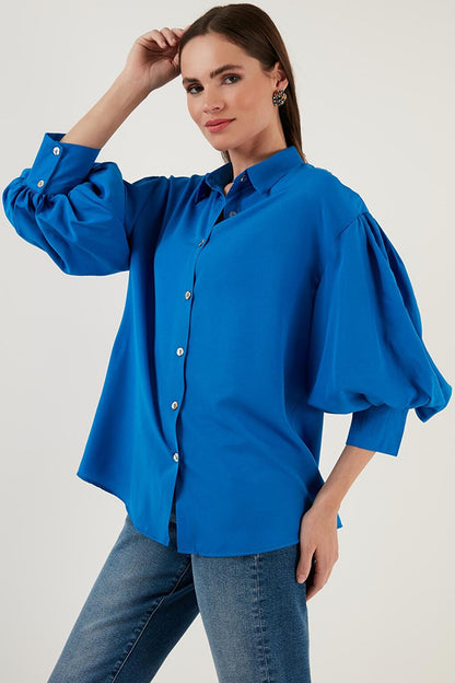 Cotton Oversize Balloon Sleeve Woven Shirt 6234783