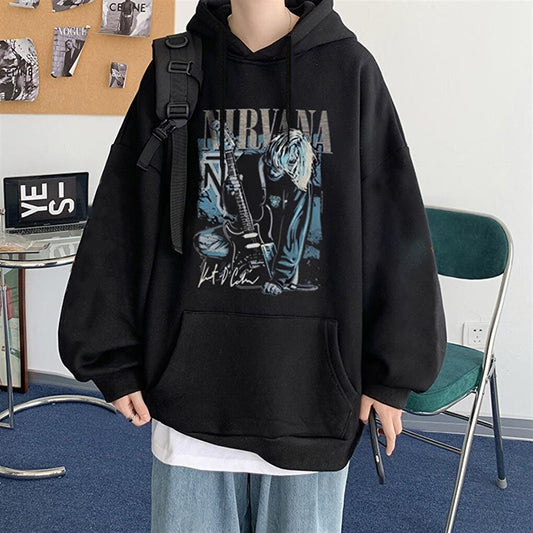 Nirvana Poster Printed Black Unisex Oversize Hooded Sweatshirt