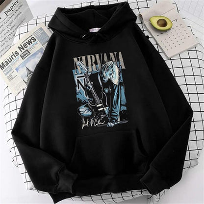 Nirvana Poster Printed Black Unisex Oversize Hooded Sweatshirt