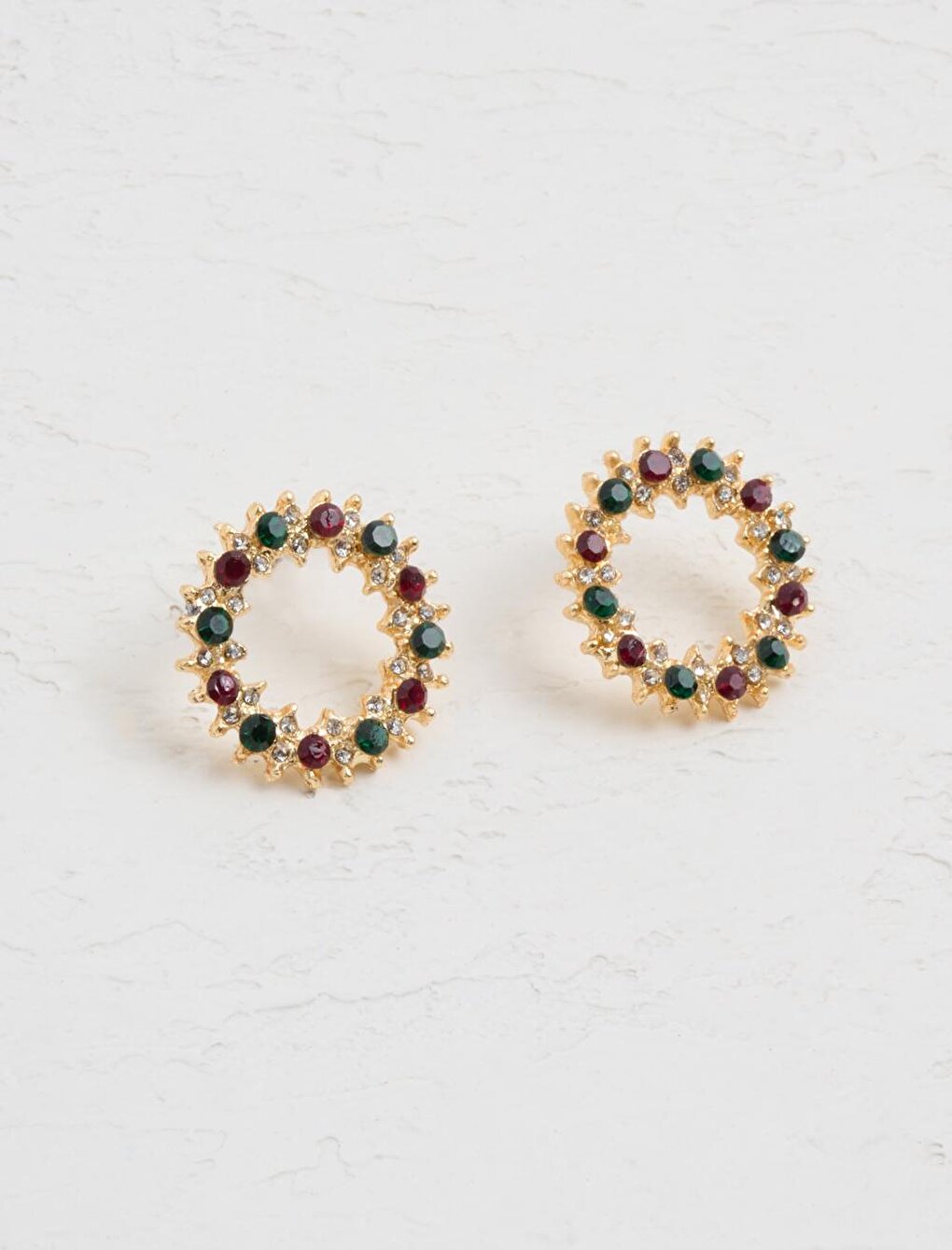 Shiny Earrings with Mixed Stone Detail