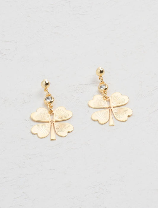 Clover Earrings with Gold Stone Detail