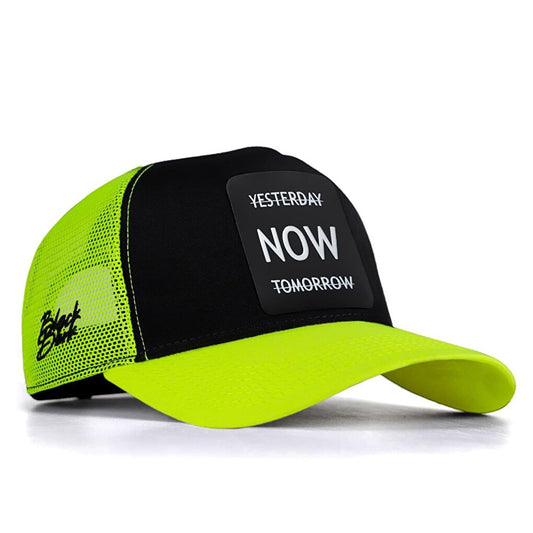 V1 Trucker Yesterday Now Tomorrow - 1 Unisex Neon Peaked Neon-Black Hat (Cap) with Code Logo